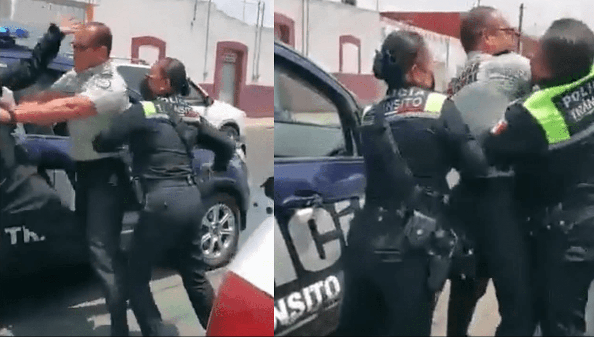 VIDEO: ¡Por evitar multa! Elemento de la Guardia Nacional agrede a policías de tránsito en Puebla