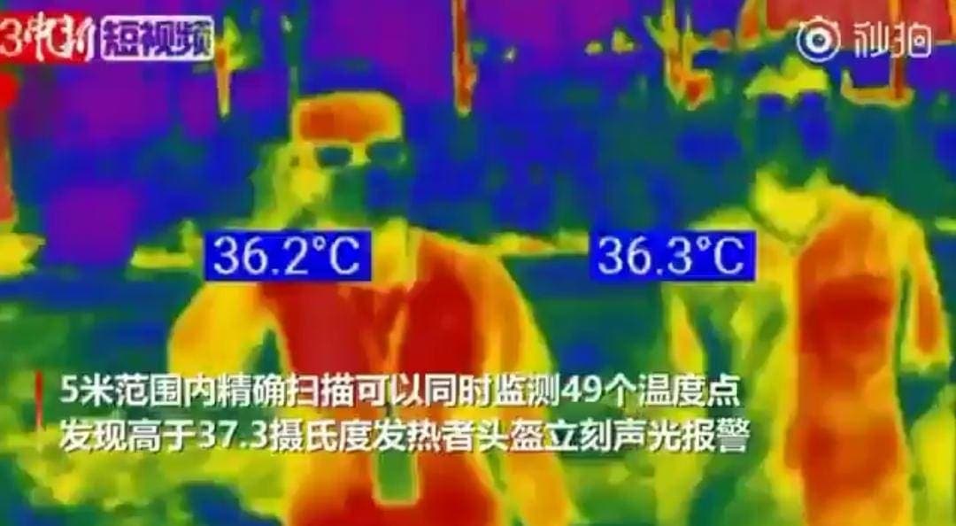Video: Policías chinos usan cascos con visión térmica para ubicar a personas con fiebre