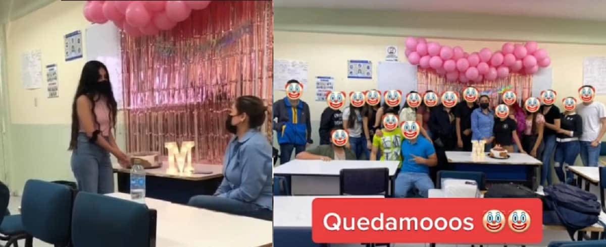 Alumnos le organizan fiesta de cumpleaños a la maestra y se equivocan de día