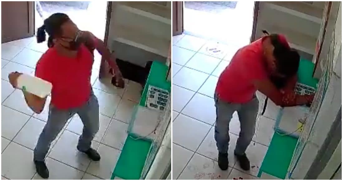 Hombre agrede a taquillera, se corta el brazo al romper ventanilla