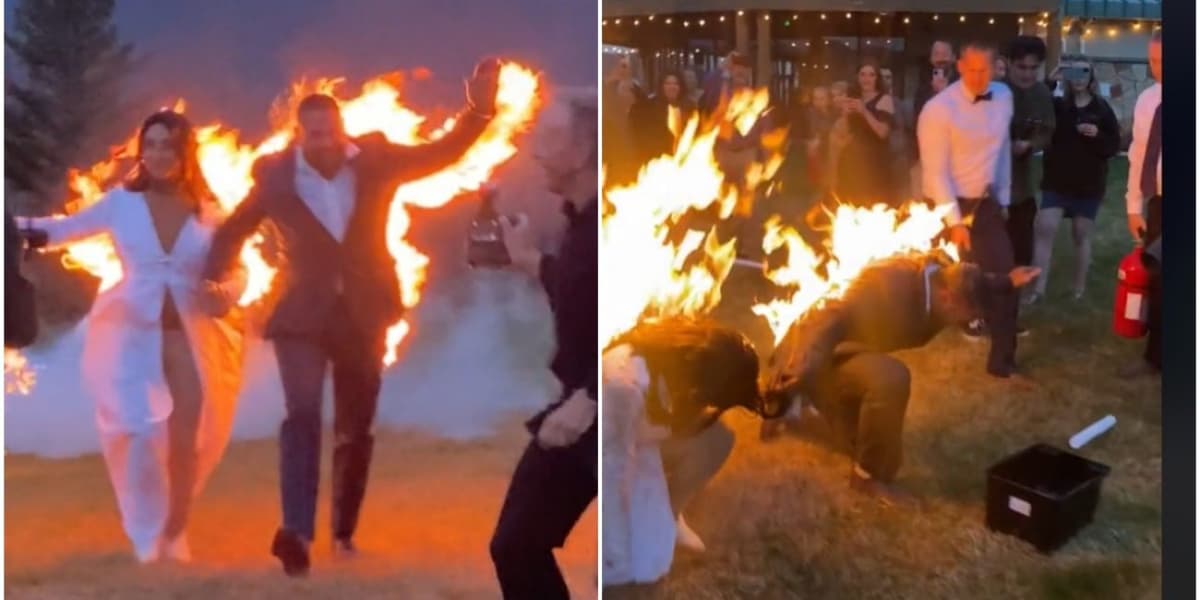 VIDEO: Novios se prenden fuego durante su fiesta de bodas