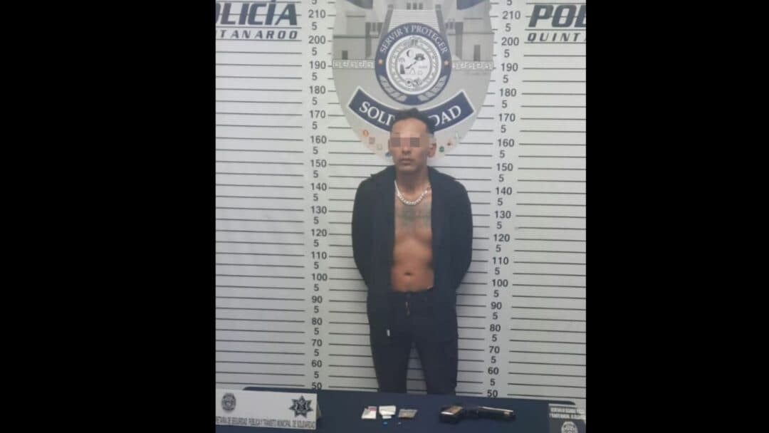 Presunto narcomenudista armado es detenido en la Quinta Avenida de Playa del Carmen