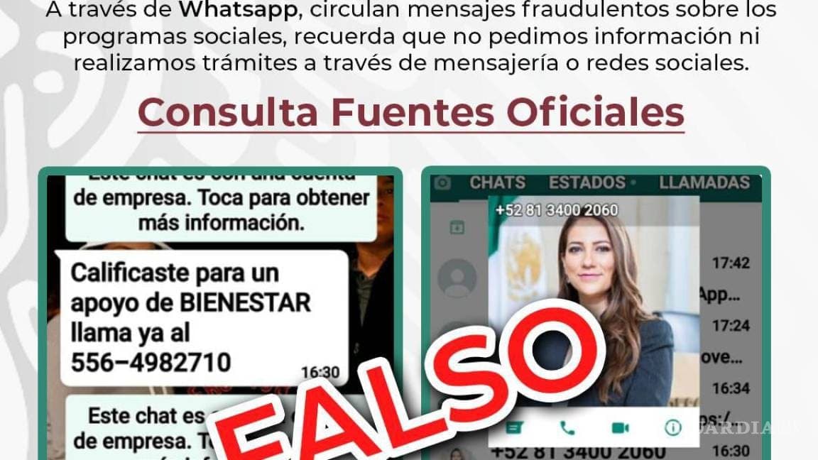 Estafadores ofrecen créditos de la Secretaría del Bienestar por WhatsApp, alertan