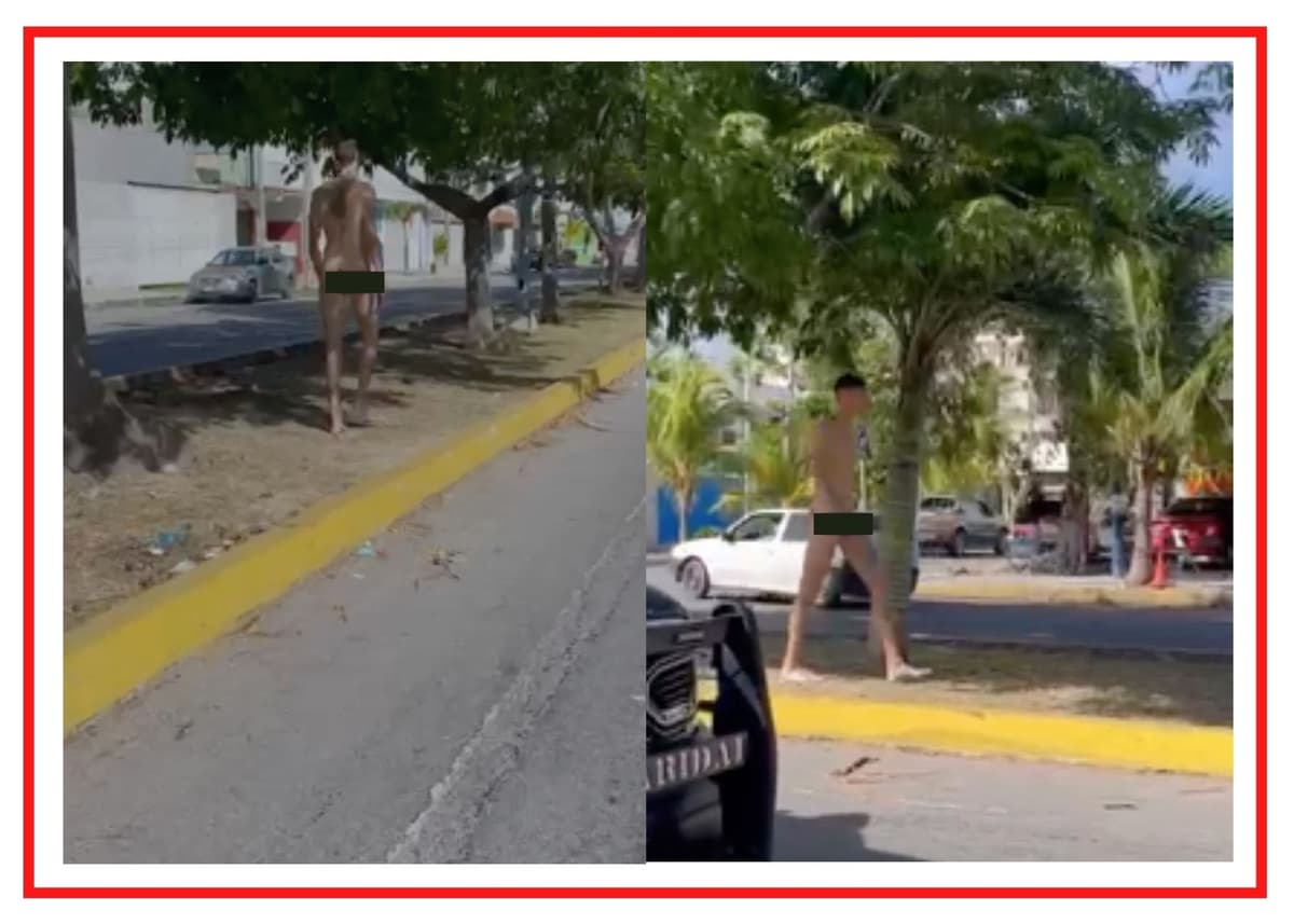 VIDEO: Aparece "Terminator" en Playa del Carmen; drogado, desnudo y noqueando policías a su paso