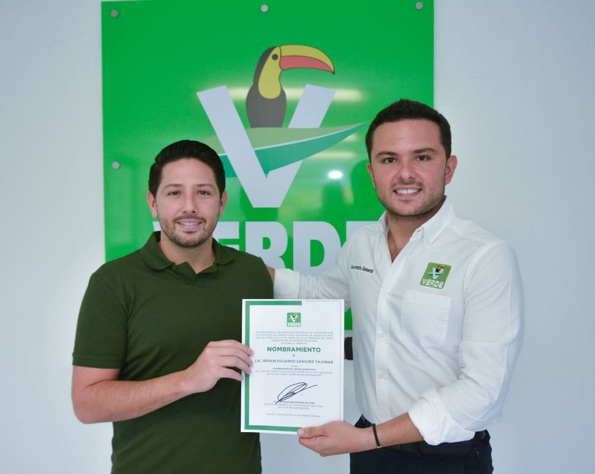 Designa PVEM a Renán Sánchez como coordinador de la bancada Verde para la XVII Legislatura de Quintana Roo