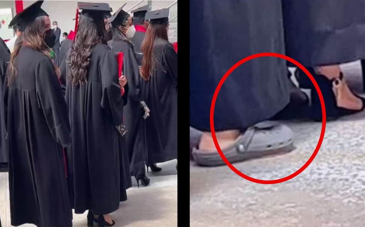 Exhiben a joven que asistió a su graduación en "chanclas" y usuarios en redes la defienden