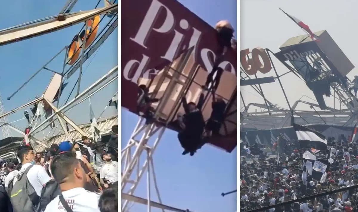 Colapsa tribuna de estadio de Fútbol en Chile