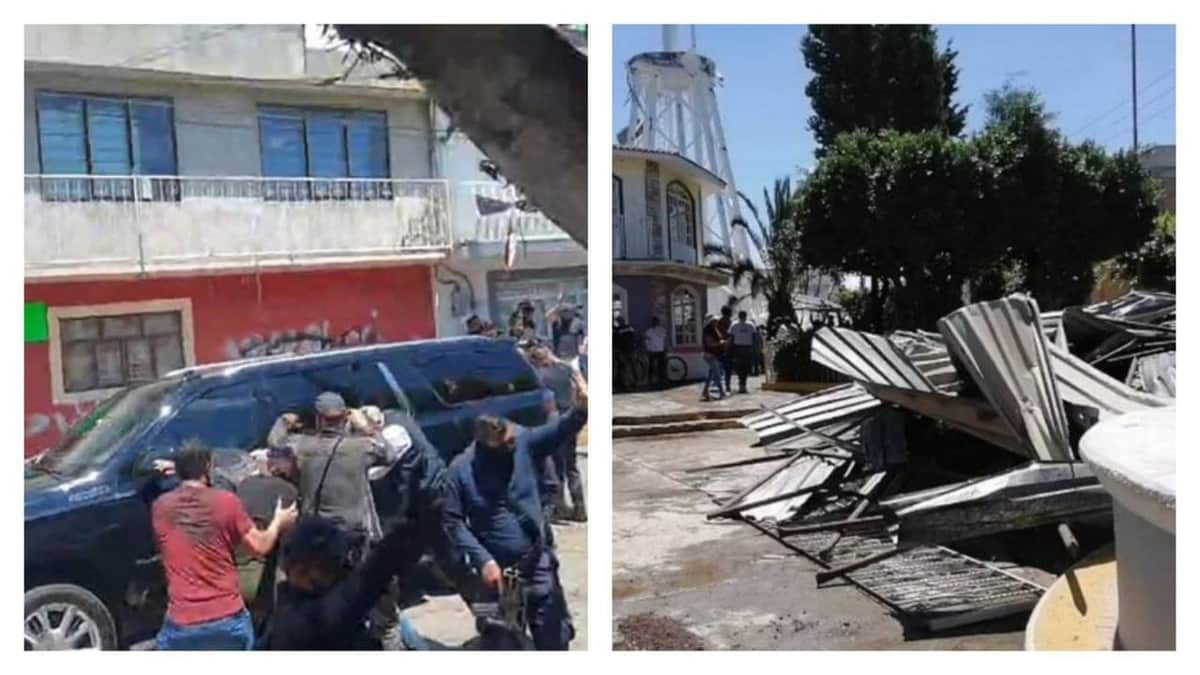 Video: Colapsa tanque de agua en Texmelucan, Puebla; los pobladores culpan y arremeten contra la presidenta municipal