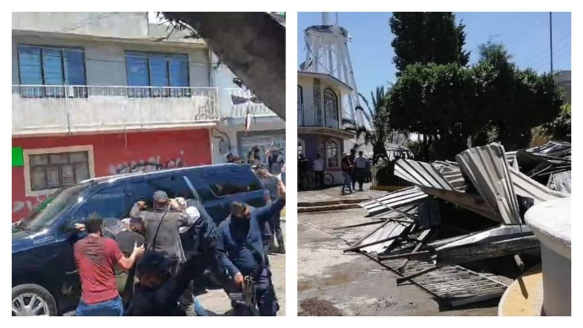 Video: Colapsa tanque de agua en Texmelucan, Puebla; los pobladores culpan y arremeten contra la presidenta municipal