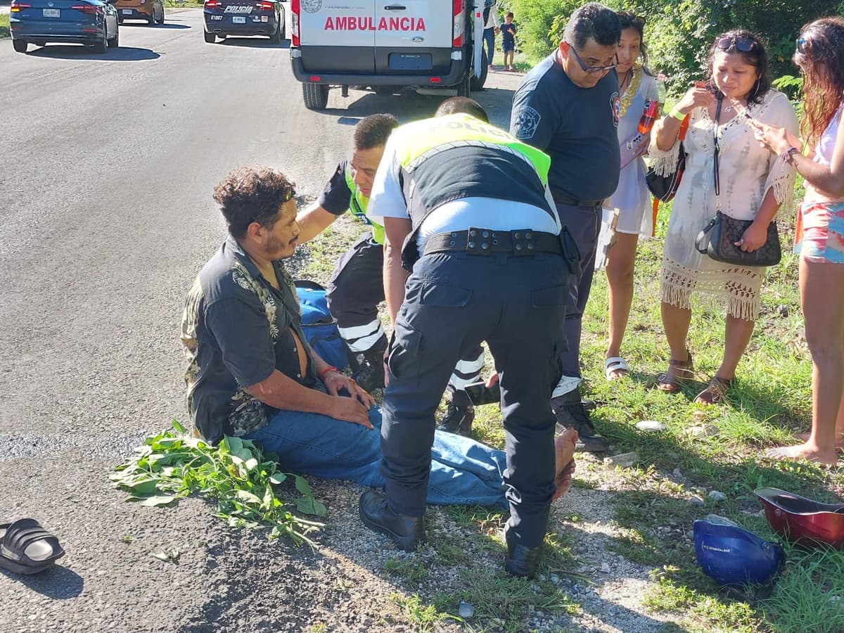 Un motociclista herido deja accidente carretero cerca de Villas del Sol, en Playa del Carmen