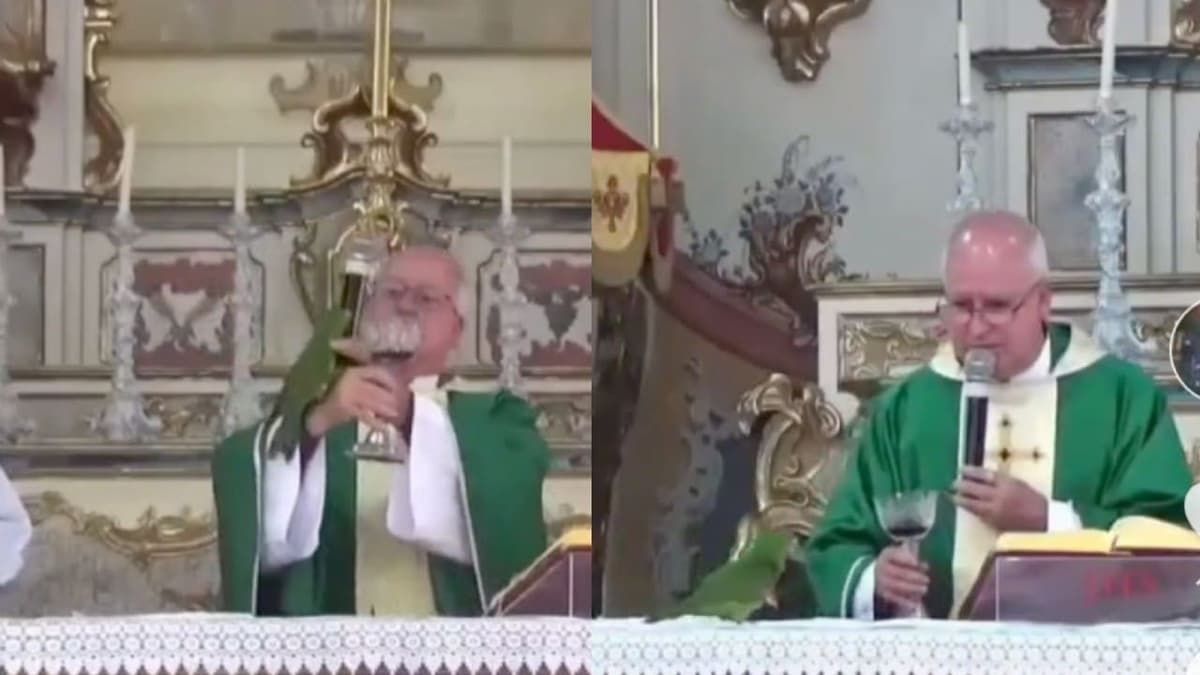 Video: Loro intenta beber vino de consagrar ante feligreses católicos