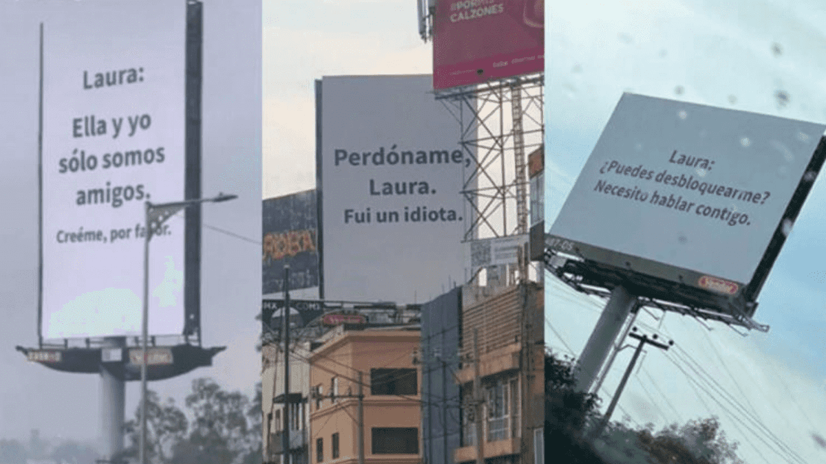 “Perdóname, Laura. Fui un idiota”: Mensaje en espectacular de CDMX intriga en redes