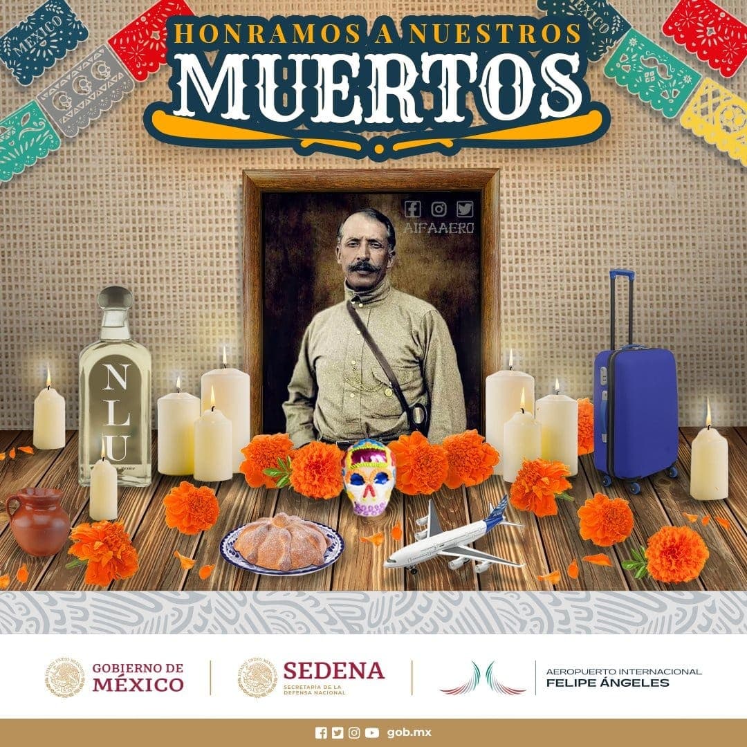 Día de Muertos: Se burlan del AIFA por ponerse en su propio altar de difuntos