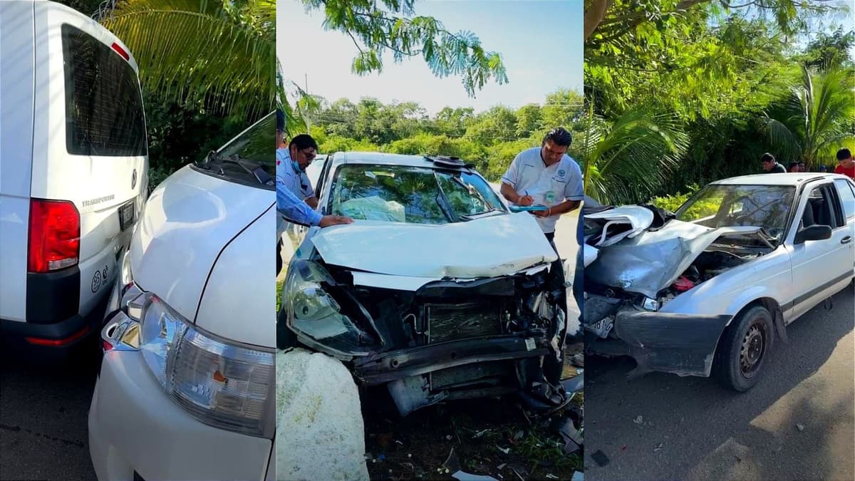 Carambola en la carretera federal, al sur de Puerto Aventuras, deja varios heridos