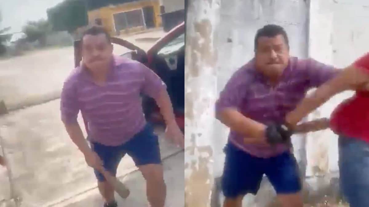 Video: Un hombre golpea a su hija y yerno con un bate de madera