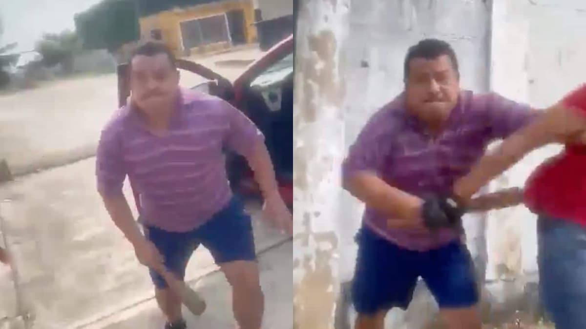 Video: Un hombre golpea a su hija y yerno con un bate de madera