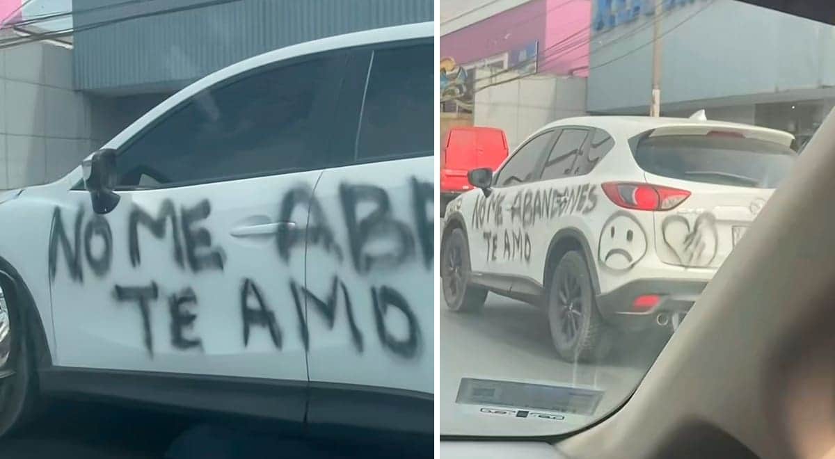 Video: “No me abandones, te amo”, pinta el auto de su pareja para que no terminen