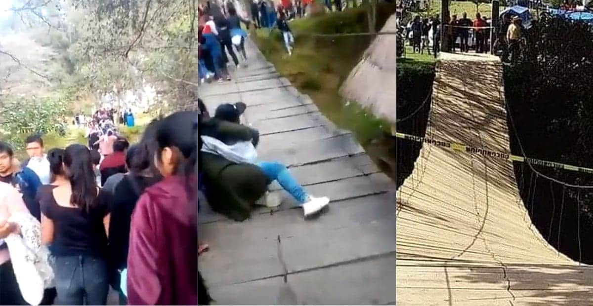 VIDEO: Colapsa puente colgante en Chiapas y turistas caen al vacío