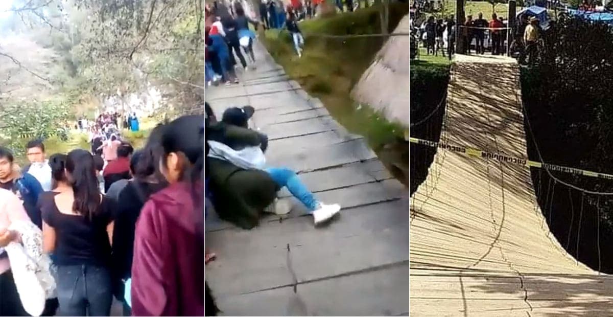 VIDEO: Colapsa puente colgante en Chiapas y turistas caen al vacío