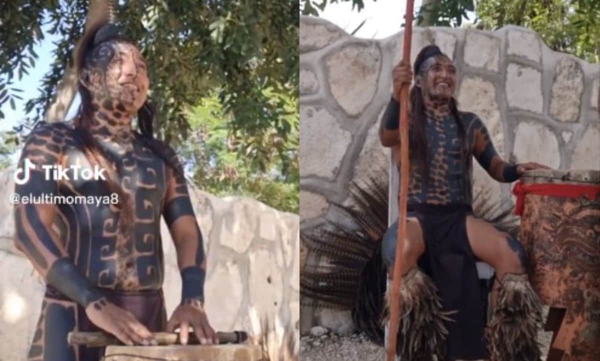 VIDEO: Hombre vestido de guerrero maya sorprende al hablar francés con turistas