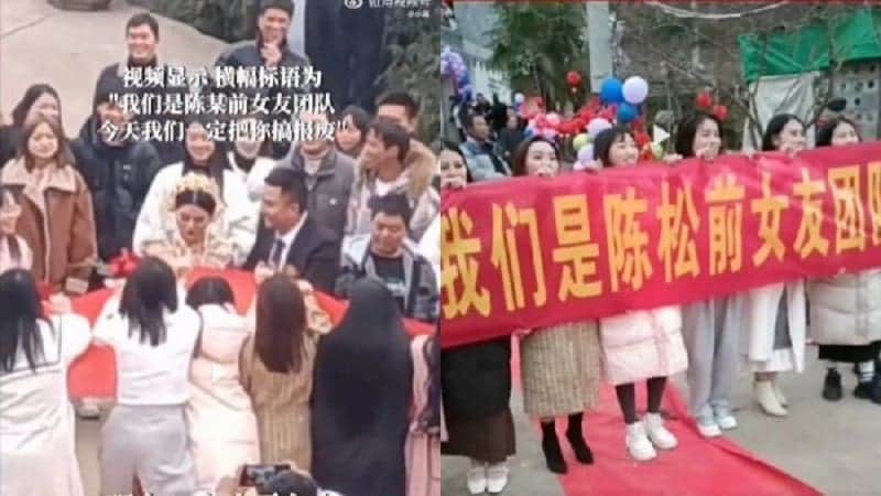 Video: Una docena de exparejas de un novio infiel irrumpen en su boda