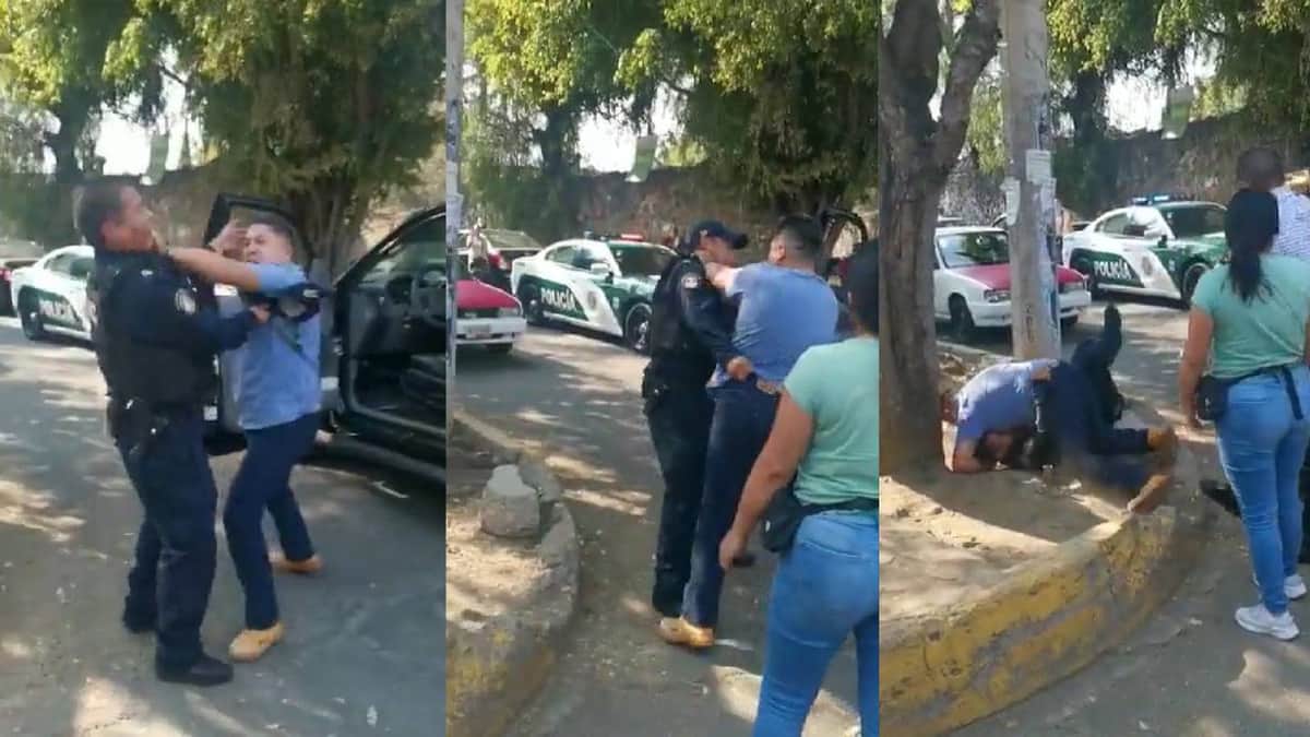 VIDEO: Hombre golpea a policía de CDMX por discusión afuera de secundaria en Xochimilco