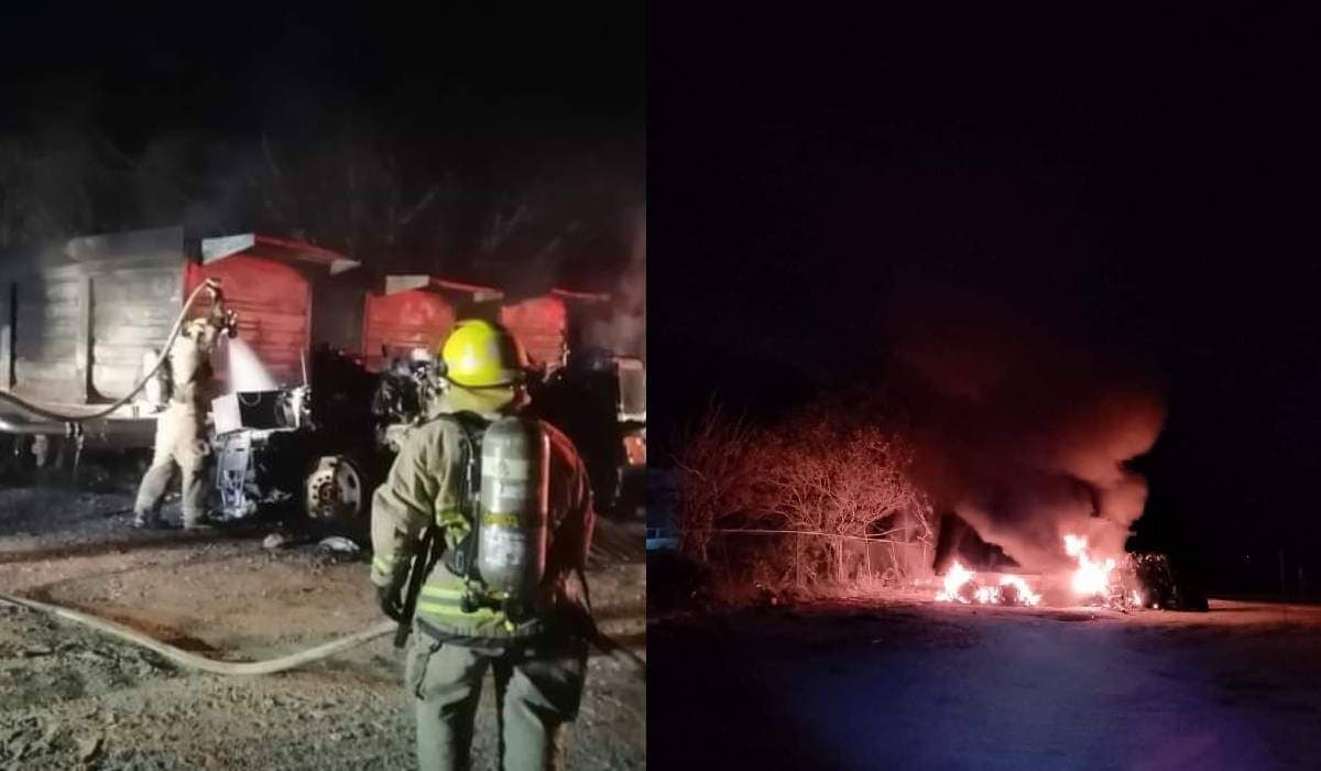 Consumen llamas tres volquetes destinados para el Tren Maya en Chetumal