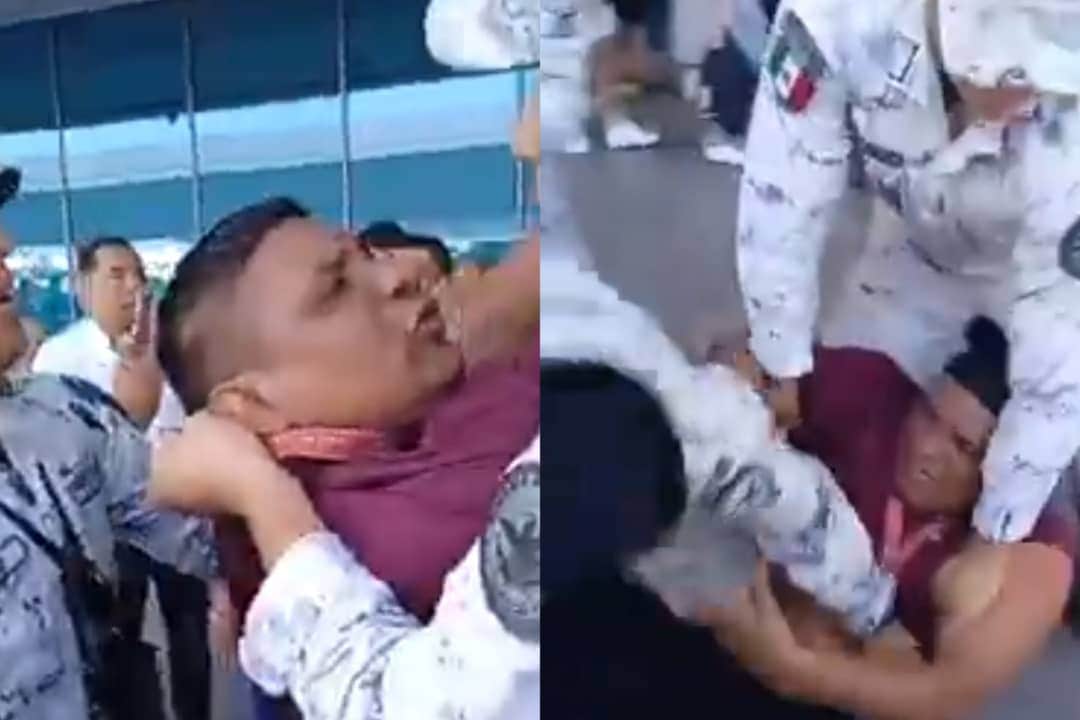Video: Zafarrancho en Aeropuerto de Cancún, Guardia Nacional no logró controlarlo