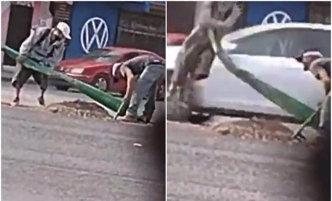 Video: Sujeto intenta robar cables de luz y sale volando en San Luis Potosí