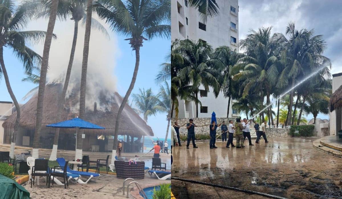Daña incendio palapa del hotel Casa Maya, en Cancún
