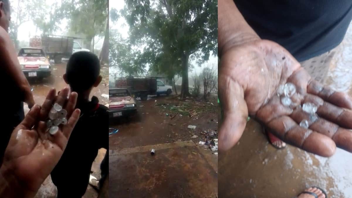 Cae granizo sobre la ribera del Río Hondo