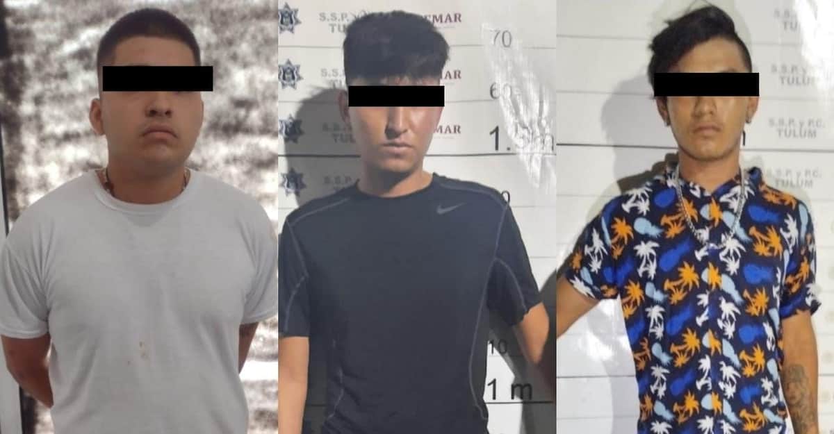 Policía de Tulum detiene a tres presuntos narcomenudistas con más de 100 dosis de droga