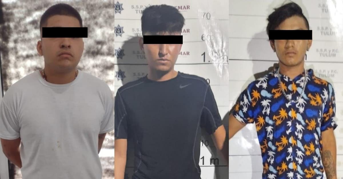 Policía de Tulum detiene a tres presuntos narcomenudistas con más de 100 dosis de droga