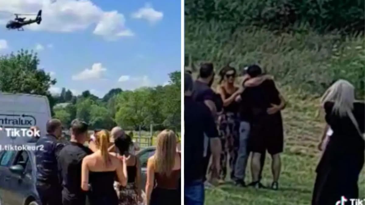 VIDEO: Finge su muerte y llega a su funeral en helicóptero