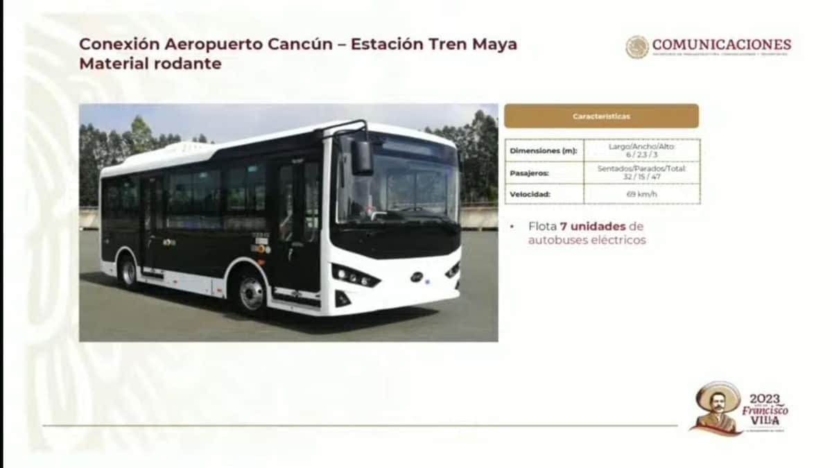 Flotilla de autobuses eléctricos comunicarán Aeropuerto de Cancún con Tren Maya