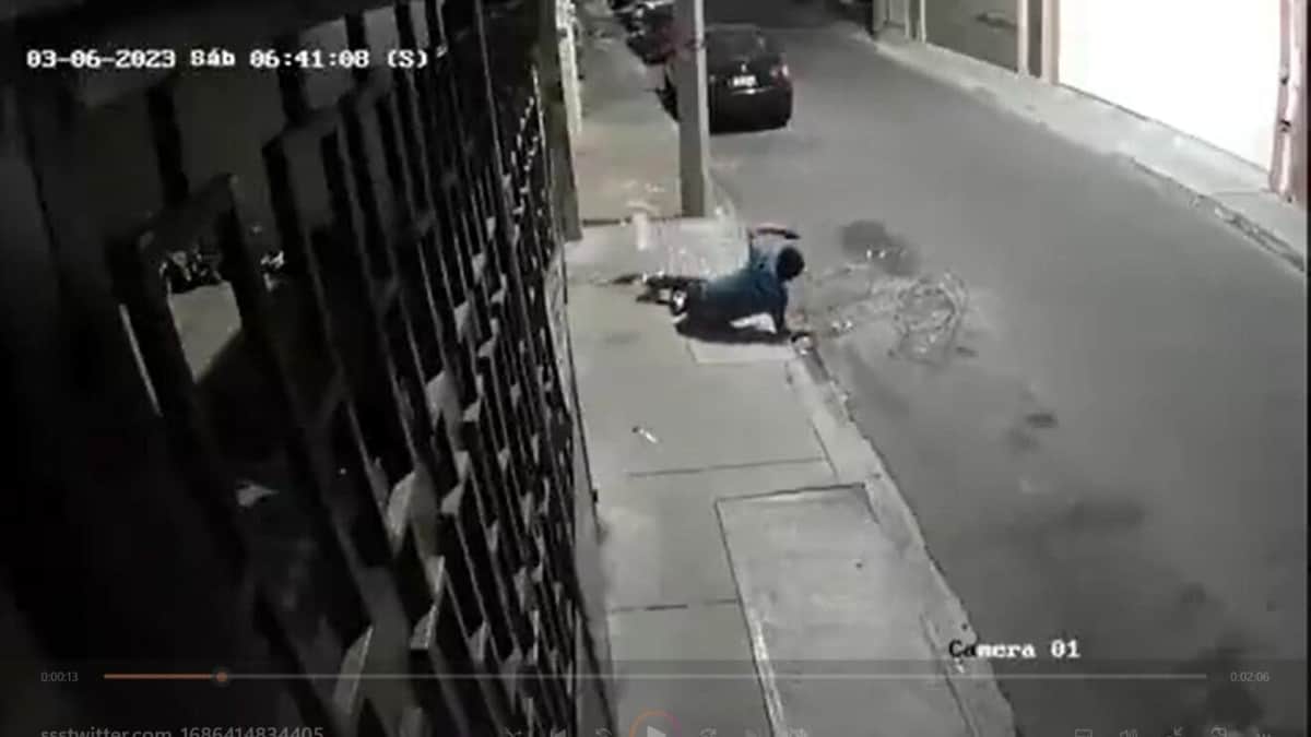 VIDEO: Un presunto ladrón cae mientras cortaba los alambres de púas de una casa