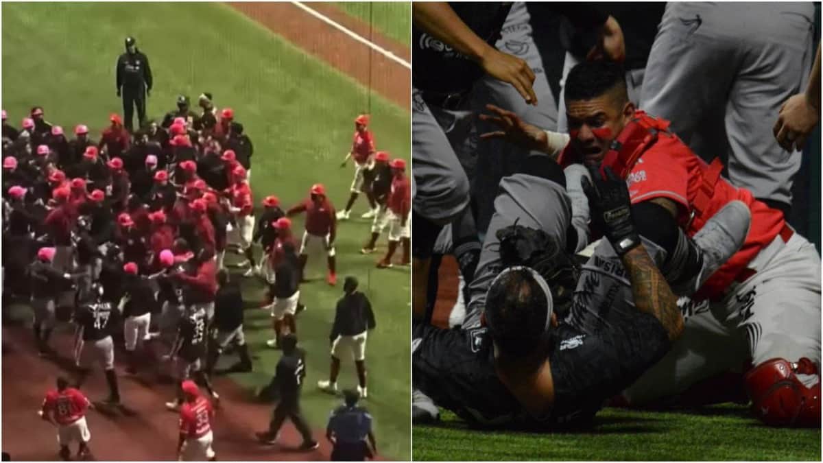 Video: Diablos Rojos y Mariachis de Guadalajara protagonizan batalla campal en el Estadio Alfredo Harp Helú