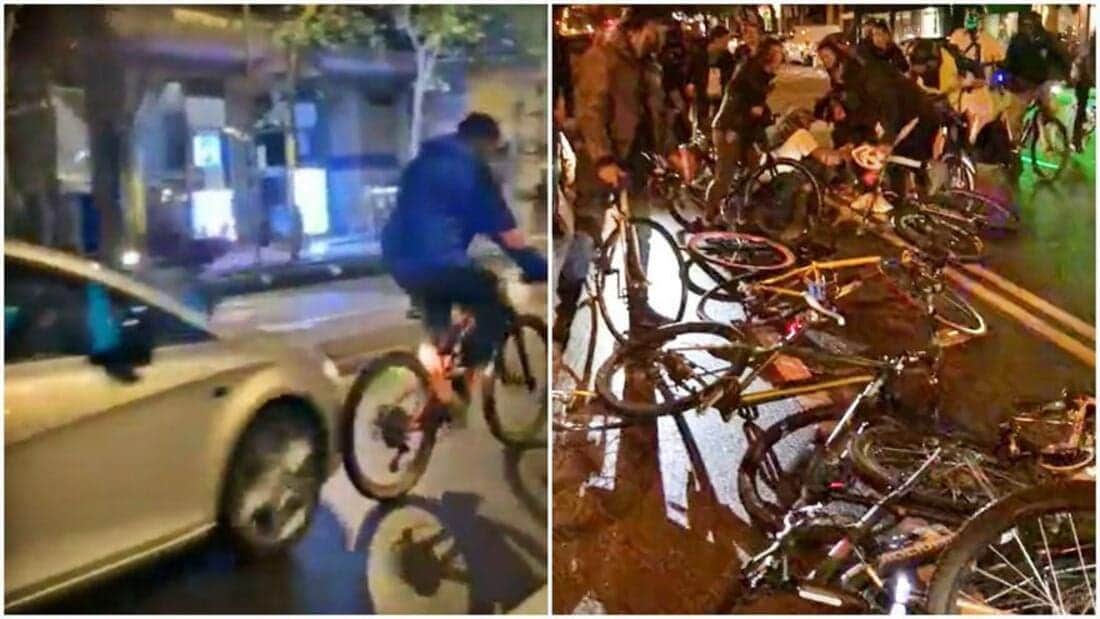 Video: Un auto arrolla a un grupo de ciclistas durante una marcha en Madrid