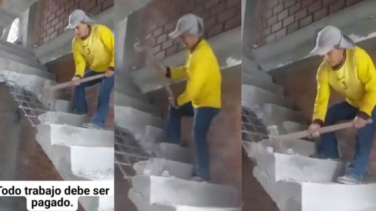 Video: Albañil destruyó la escalera que acababa de construir tras no recibir pago