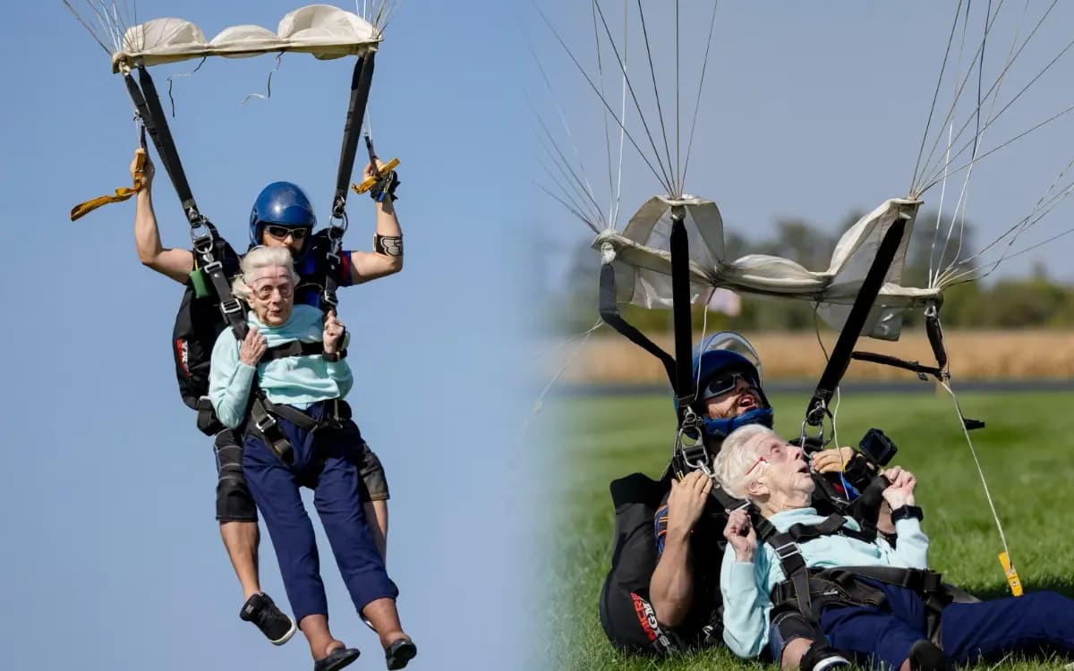 Muere Dorothy Hoffner, mujer de 104 años que batió récord al saltar de paracaídas