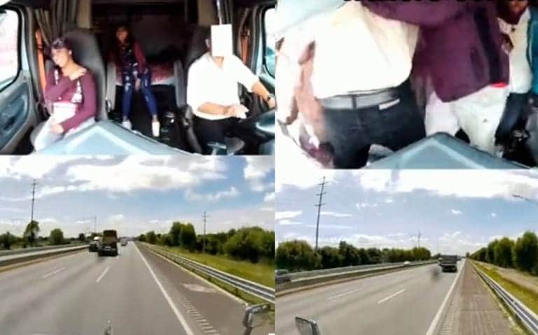 Video: Mujeres engañan a conductor de tráiler en Puebla para asaltarlo