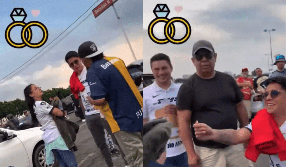 Video: Hincha de Pumas finge pelea y luego le pide matrimonio a su novia en el Estadio Azteca