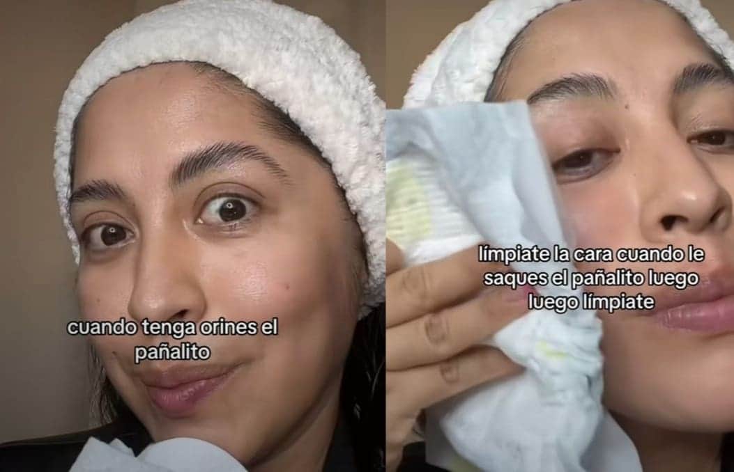 Mujer recomienda limpiarse la cara con pañales orinados como parte de su rutina de "skin care"