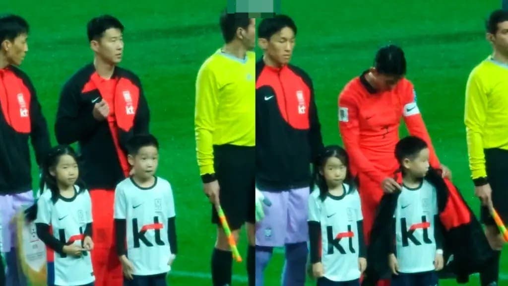 Video: El gran gesto del futbolista Heung-Min Son con un niño que temblaba de frío previo al partido