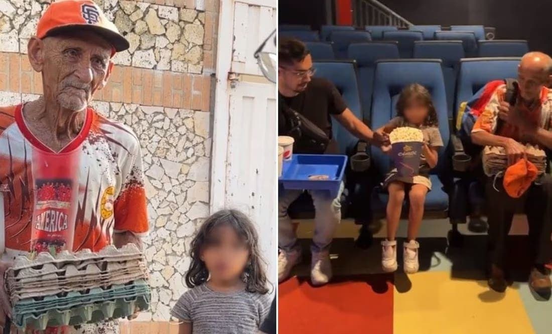 Video: Emotiva reacción de un abuelito y su nieta que asisten por primera vez al cine