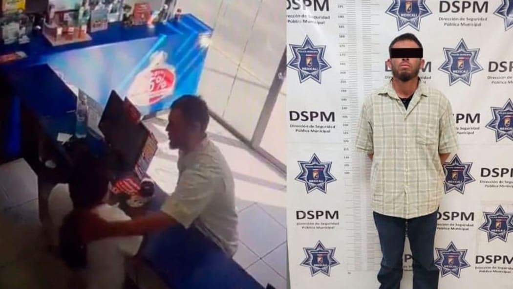 Video: Un hombre intentó abusar de una empleada de Farmacias Similares y lo detienen en Mexicali