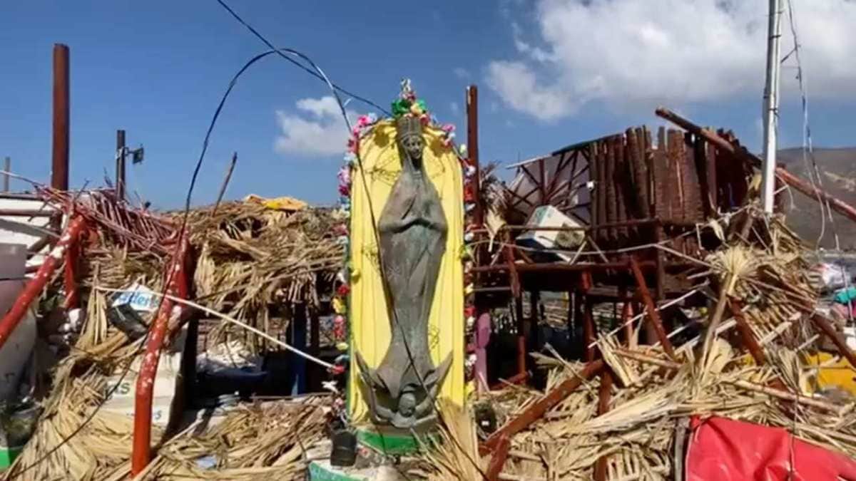 VIDEO: Estatua de la virgen de Guadalupe queda intacta tras el paso de Otis en Acapulco