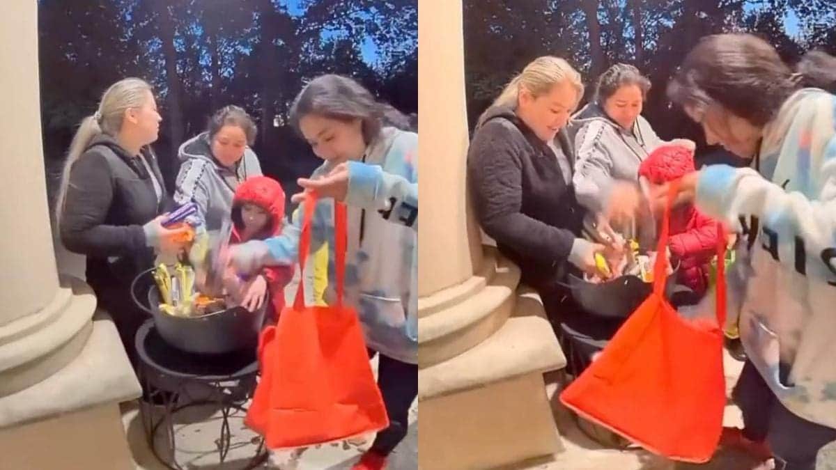 VIDEO: Familia de inmigrantes se vuelve viral por llevarse en Halloween todos los dulces de una casa
