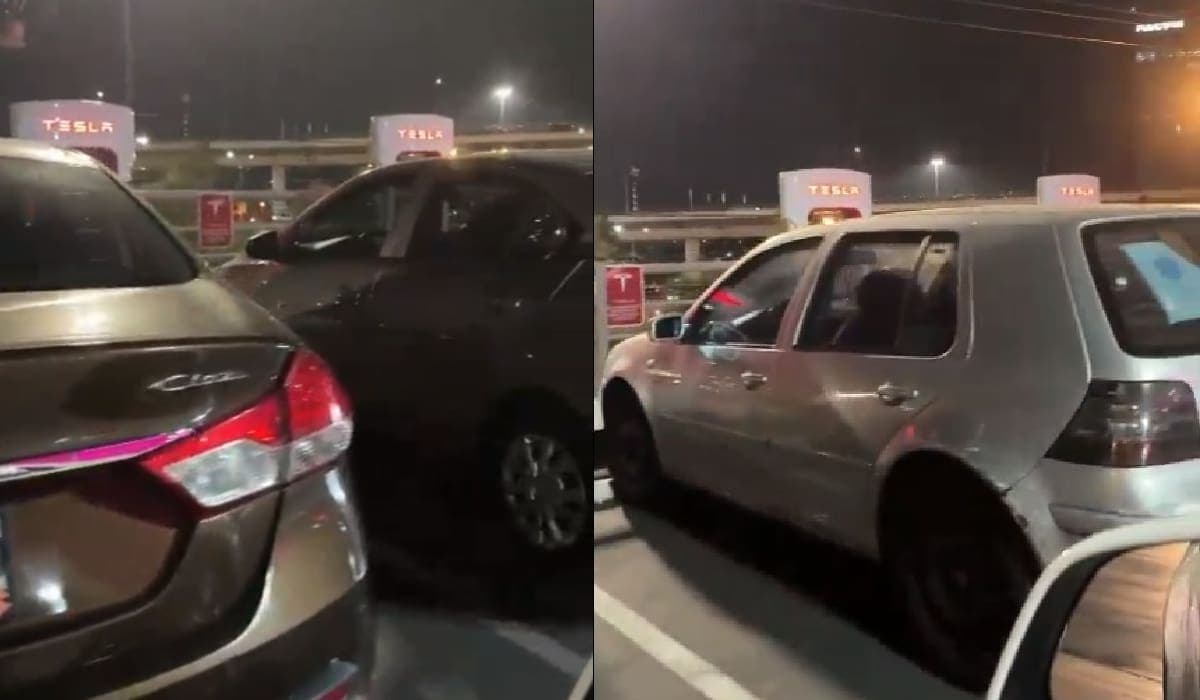 Problemas whitexicans: autos no eléctricos son estacionados en puntos de carga de Tesla en Perisur, CDMX (Video)