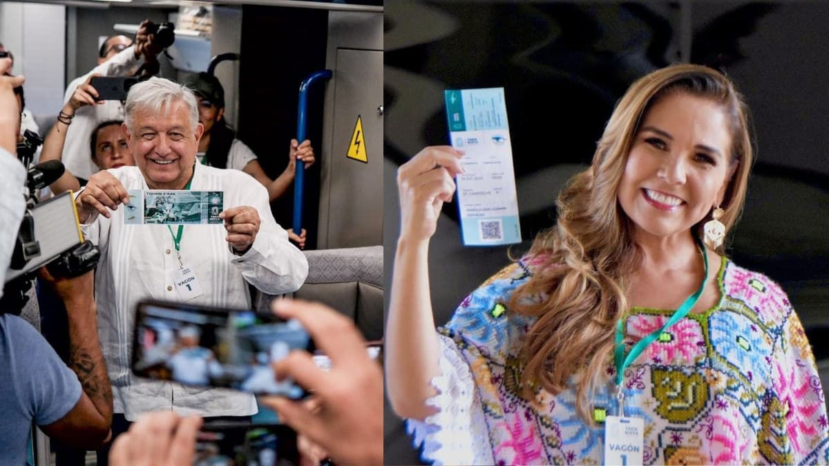 Video: Con AMLO y Mara Lezama a bordo, inició primer viaje oficial del Tren Maya; viene hacia Cancún